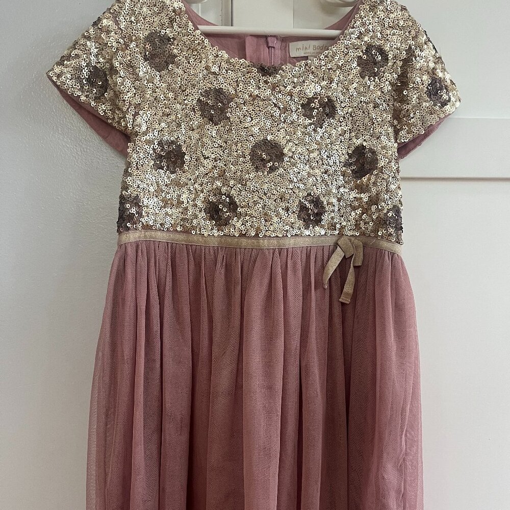 MiniBoden Pink and Gold special occasion dress